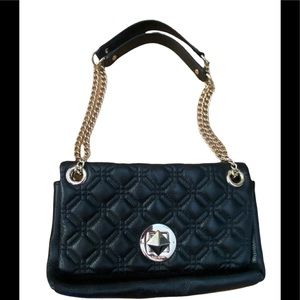Kate Spade black quilted bag with chain handles.